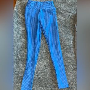 Bright blue workout leggings